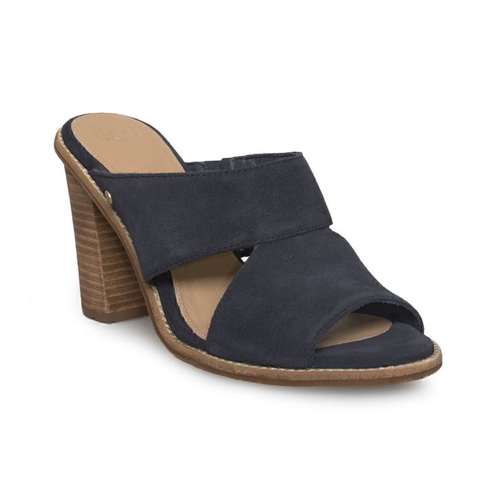 Ugg Blue Suede Leather Preppy Academia Coastal Capsule Sailor Chic Heels 8